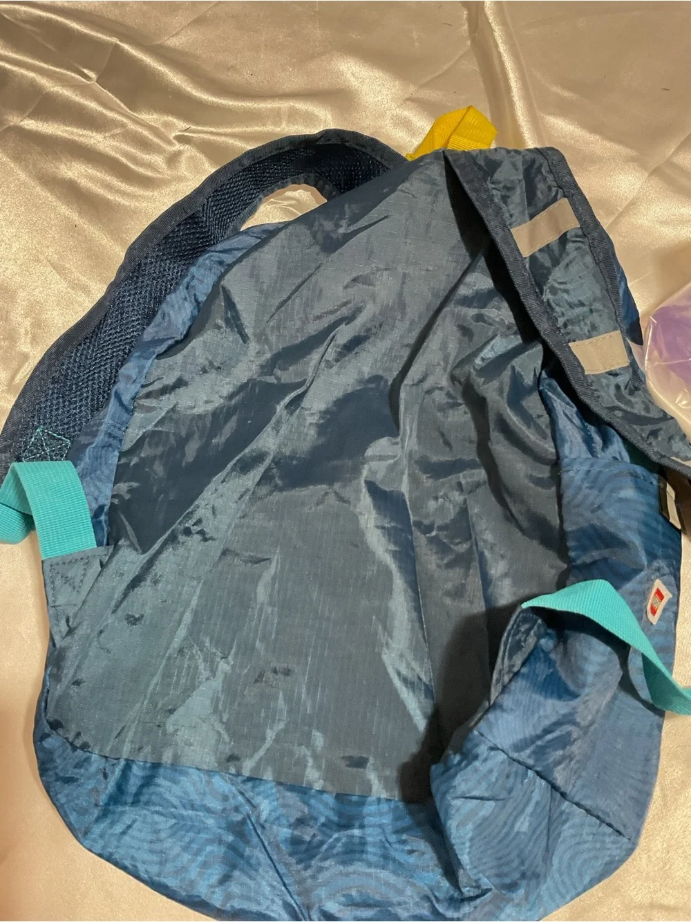 Men's Navy Graphic Backpack with Yellow Carry Loop